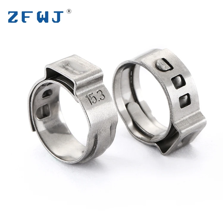 
11.9-12.8mm Factory wholesale zinc plated band 304 stainless steel single ear hose clamp 