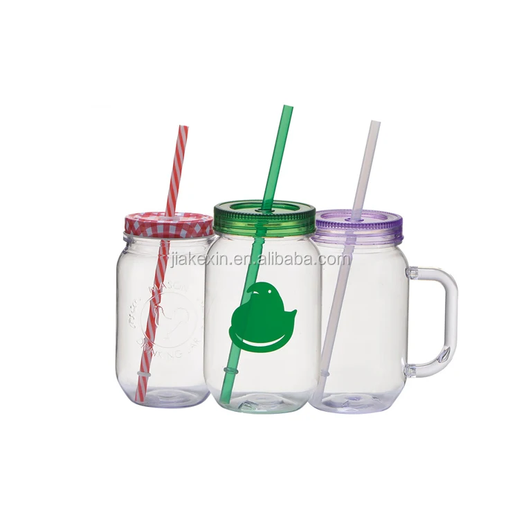 Wholesale Custom Plastic Double Wall Mason Jar,Plastic Mason Jar Cups