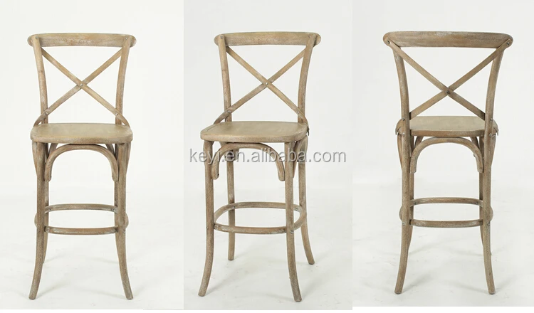 
Antique Wood PU Seat cross back Bistro Counter Stool/bar stool high chair(KY-3045-2-OAK) 