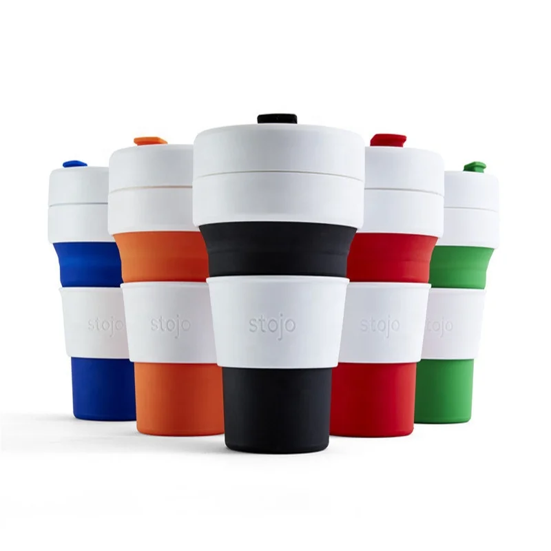

Amazon Silicone Travel coffee Mug Reusable Leak Proof Lid Stojo Collapsible Cup, Colorful
