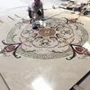Round square shape water jet onyx stone marble floor medallion for villa project