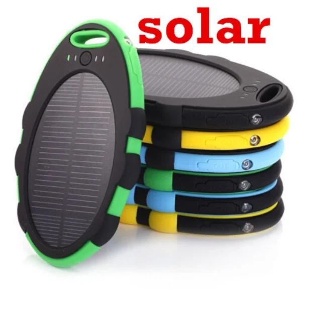 

2019 Solar Power Bank Waterproof 5000mAh Solar Charger 2 USB Ports Powerbank for phones