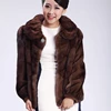 Natural european coffee mink fur jacket without hood