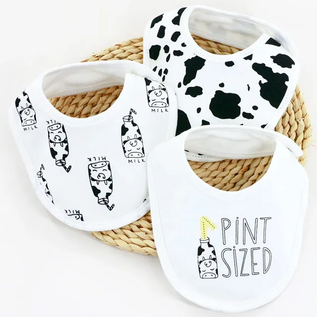 

Cartoon embroidered baby 100% cotton comfortable bibs infant bib for newborn