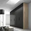MDF UV lacquer and tempered painted glass inserted sliding door wardrobe