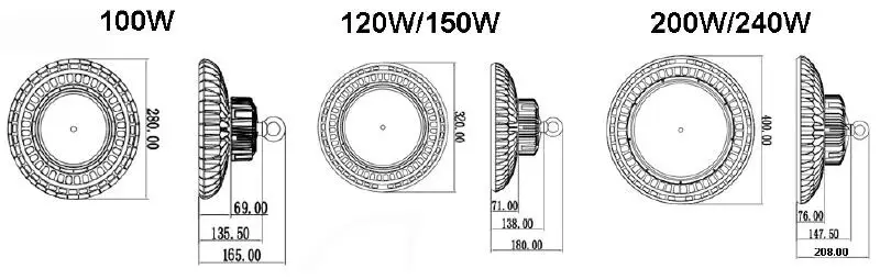 Free sample factory warehouse industrial IP65 90w 100w 150w 200w 250w 300w 400w ufo led high bay light