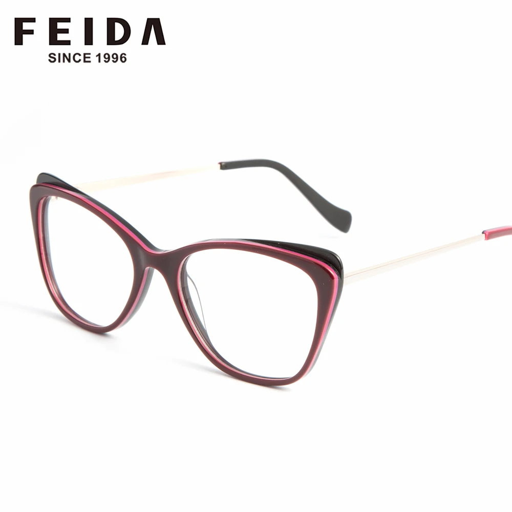 

BC4445 FEIDA Women Optical Acetate Glasses Frame Cat Eye Eyeglasses Frame Clear Lens Transparent Glasses Women's Frame