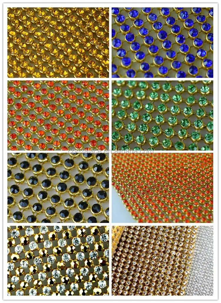 120cmX45 cm heat transfer golden aluminium claw set hot fix AB crystal rhinestone mesh trimming