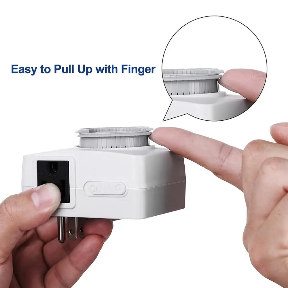 
Indoor Mechanical Outlet Timer, 24 Hour Programmable Plug In Light Timer Switch for Electrical Outlets with 2 Grounded Outlets 