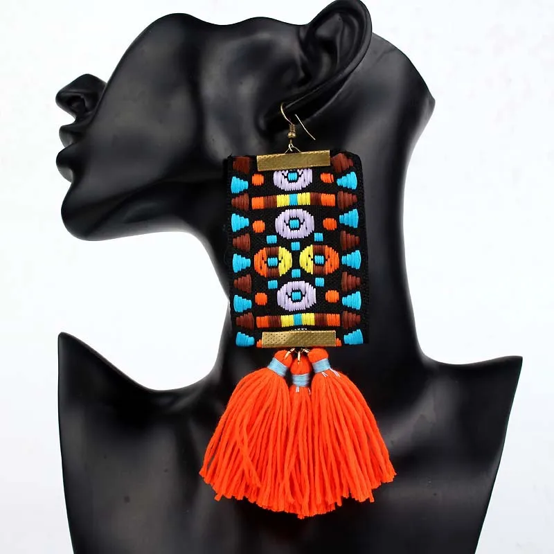 

assel earrings bohemian statement luxury long earring african colorful handmade women fringe Earring