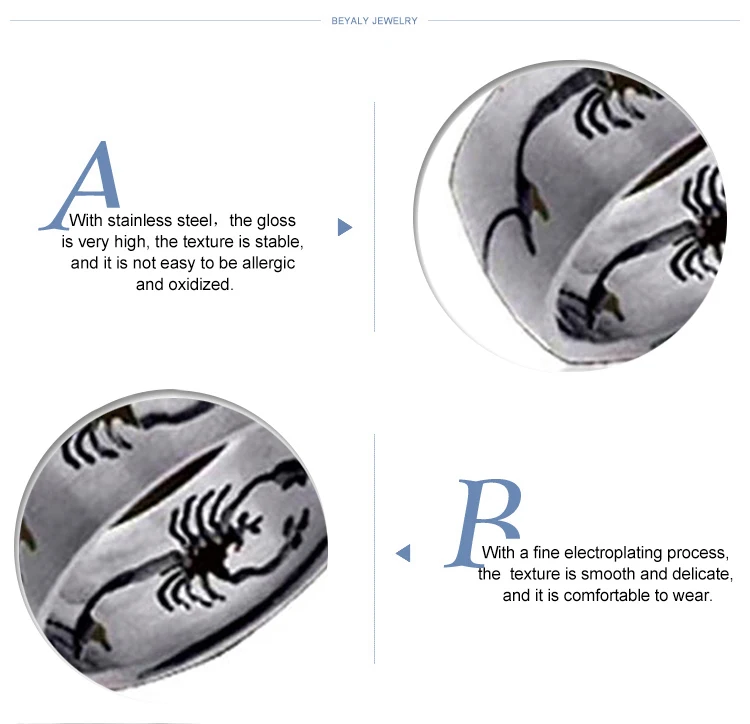 Black painting new stainless steel scorpion design rings