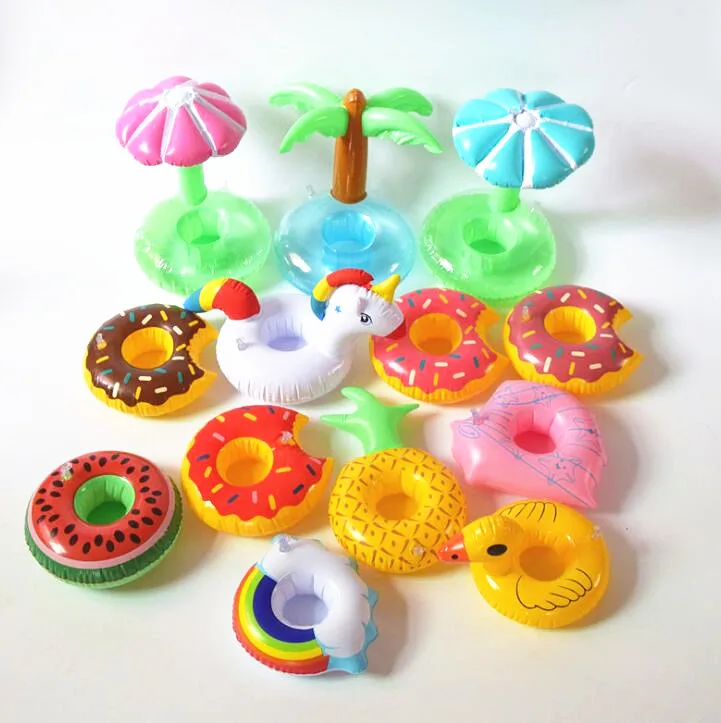 

2019 Hot Selling Duck Flamingo Donuts Shape PVC Inflation Floating Cup Holder, Blue,green,yellow,red...