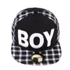 Classical black white checked plaid boy's snapback cap new design split joint hats