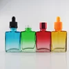 New Arrival gradient color rectangle glass eliquid dropper bottle 30ml