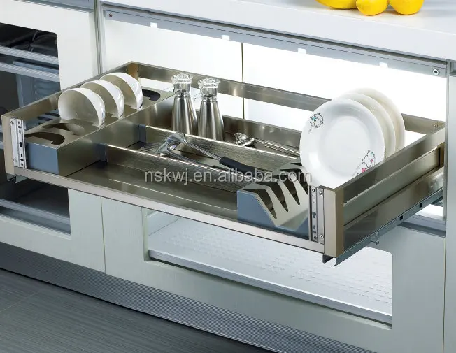 
Side Mount Aluminium Kitchen Cabinet Soft Close Pull Out Drawer Basket 