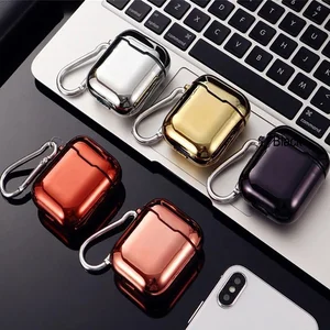 OEM custom Luxury business fashion shiny earphone sparkling silicone TPU glitter for plating airpods case cover with hook