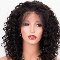 

Natural Color Water Wave 16 inch Lace Front Hair Wigs With Curly Synthetic Hair For Black Women