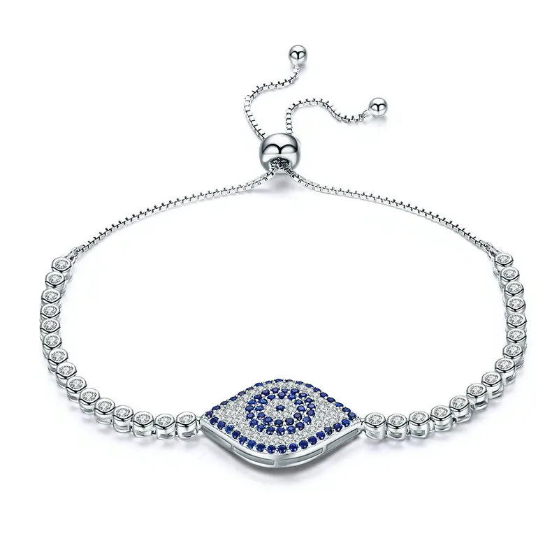 

New Trendy 925 Sterling Silver God's Eyes Tennis Chain Bracelet