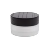 Stock products bamboo cream jar white frosted glass bamboo jar with real black wooden lid