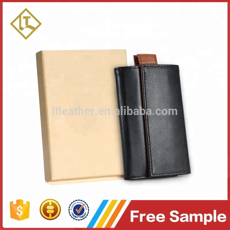 Box of 20 Wallets Billfold New Western Union black tri-fold with pockets leather