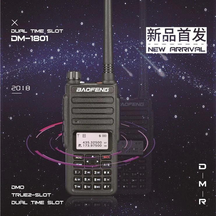 

New Arrival Dual band DMR Radio Baofeng DM-1801 Digital Walkie Talkie Transceiver with Dual Time Slot, Black