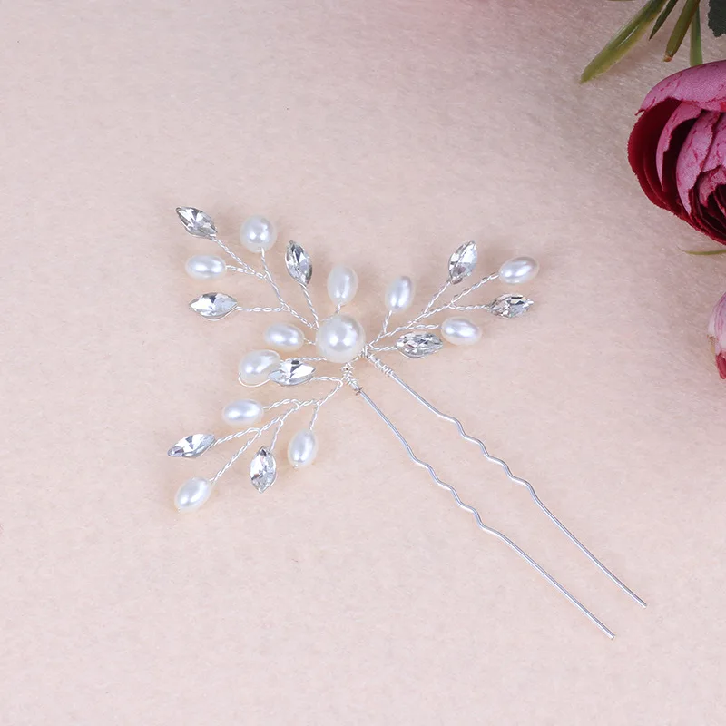 Fancy Bridal Wedding Hair Accessories Handmade Pearl Silver Plated Hair