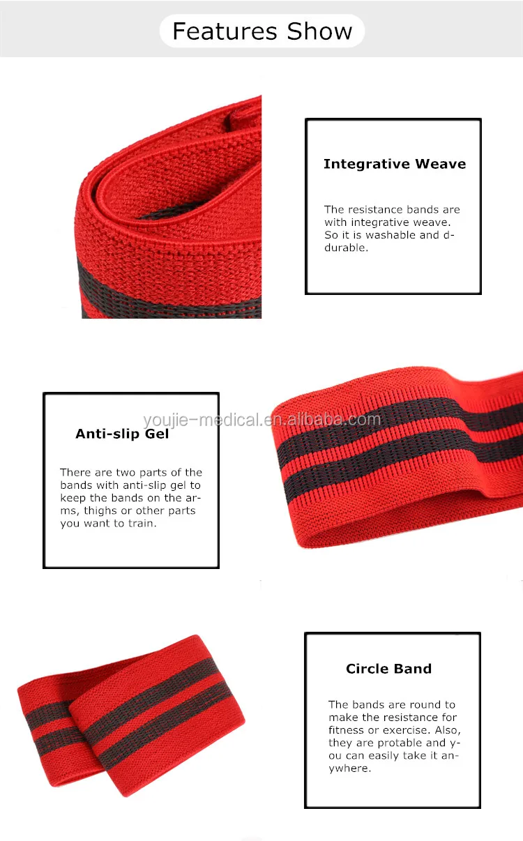Customized Fitness Hip Circle Band Anti Slip Nylon Elastic Resistance Band for Butts Trainer