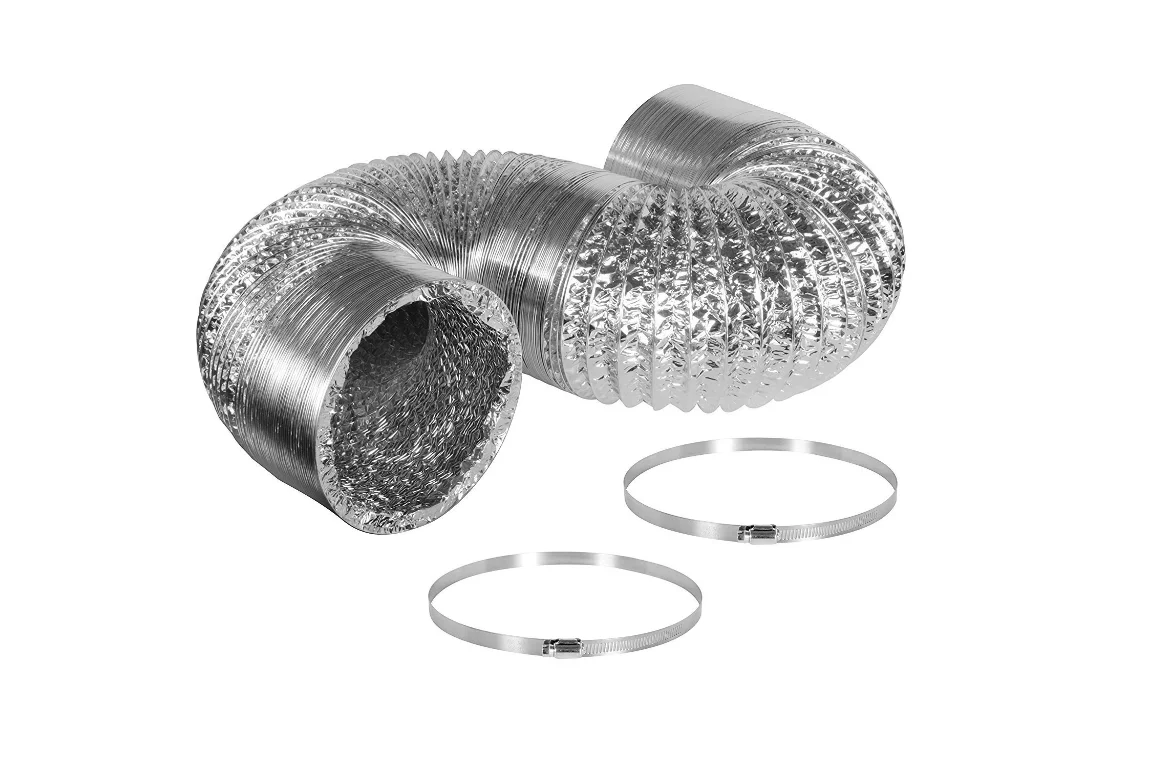 HVAC System Dryer Vent Hose Aluminum Flexible Duct 4'' 10 Feet Ventilation Kit 2 Clamps Included