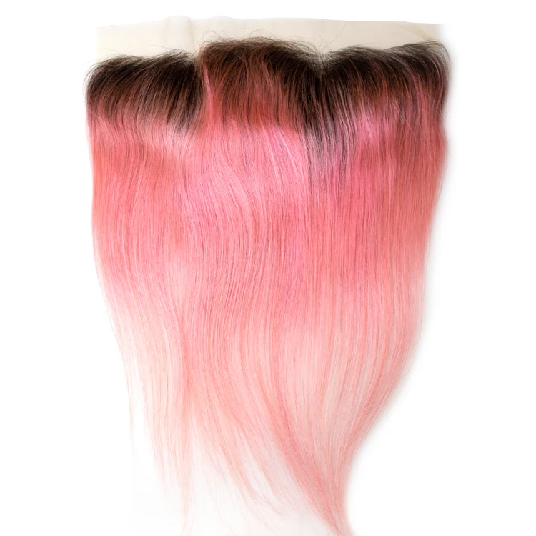 

New Arrival Cheap Virgin Dark Root Ombre Color Pink Lace Frontal Closure 4x13