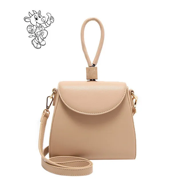 

MOQ:1PC new bag Retro square wooden block handle portable stereo PU handbags Shoulder Messenger bag, Oem