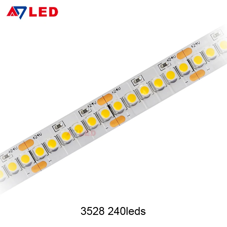 High cri dc 24v 240led white smd 3528 flexible light strip led for showcase store