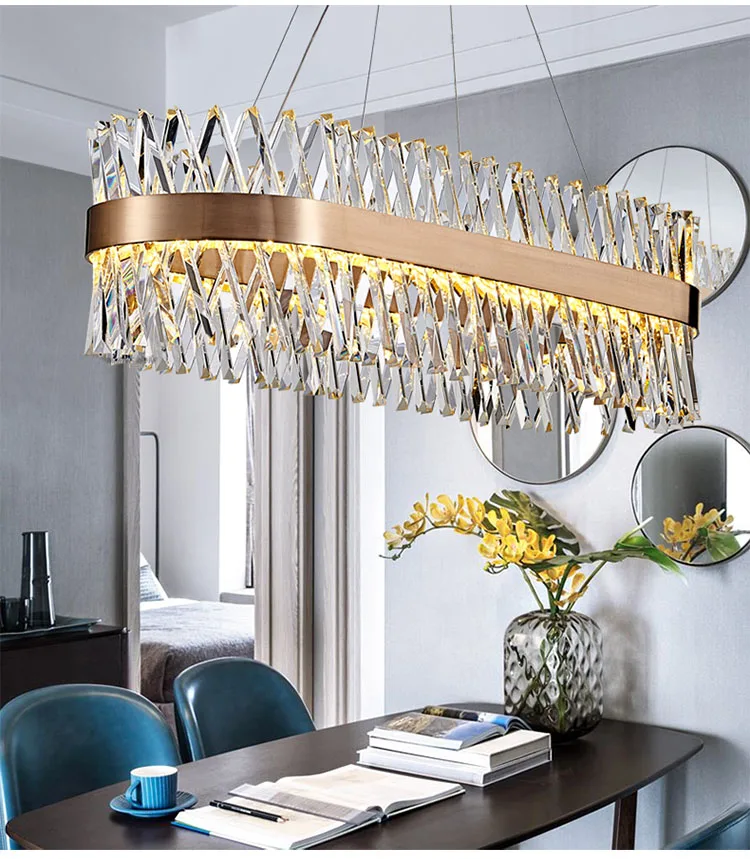 Modern LED crystal chandelier stainless steel chandelier can be customized living room bedroom hotel lighting