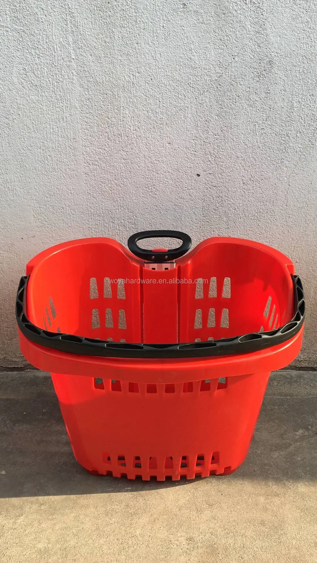 50l Aluminum Handle Plastic Shopping Basket With 2 Wheels Buy Basket