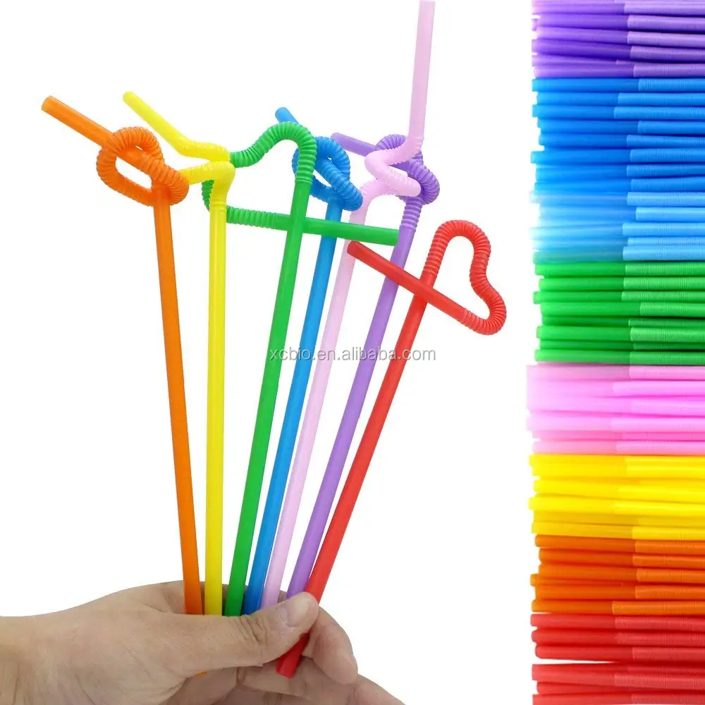 Biodegradable 10.3 Inch Disposable Bendable Drinking Straws Compostable Plastic Straws
