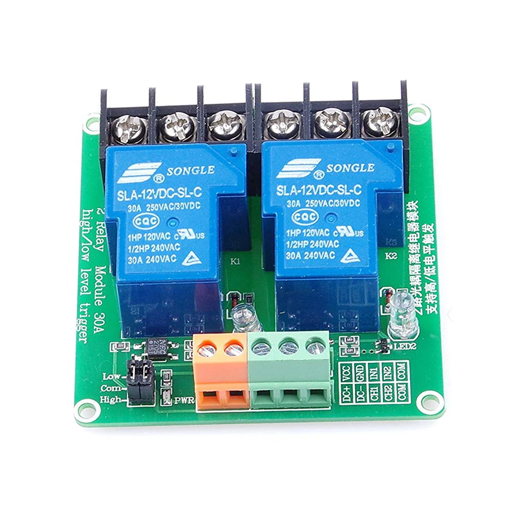 USA 2-Channel DC 5 VDC 30A Relay Board Module Optocoupler Isolation High/Low #2 
