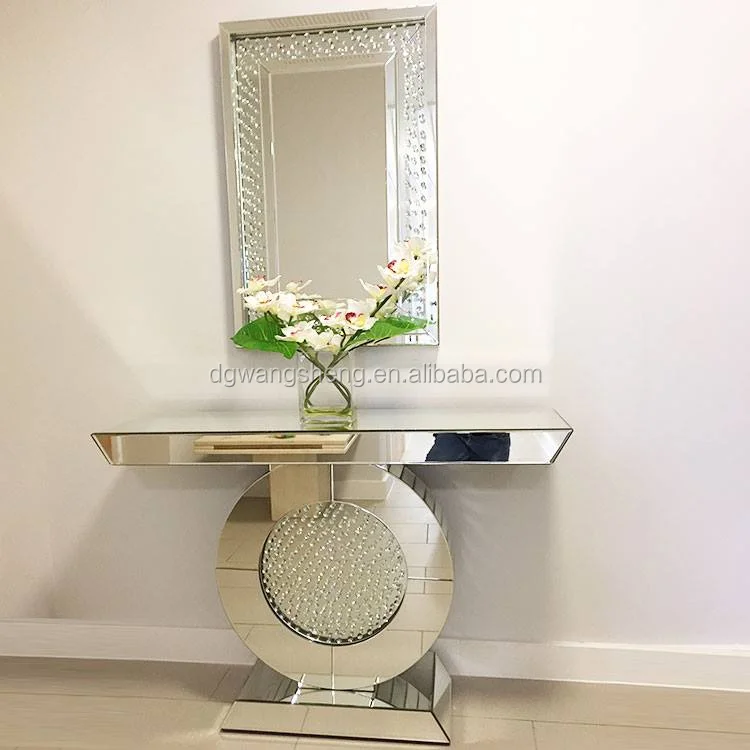 O Shape Diamond Crystal Mirrored Luxury Console Table Buy Luxury