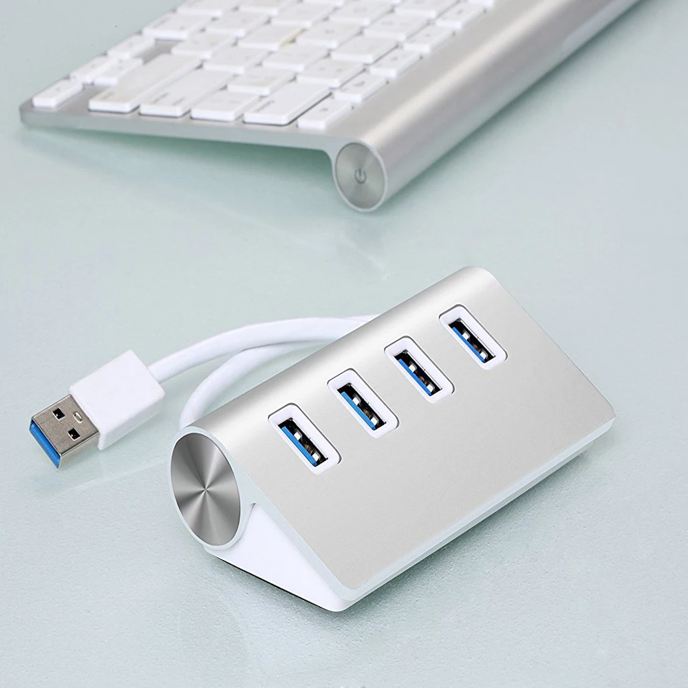

High speed 5Gbps 4-Port USB 3.0 Unibody Aluminum Portable Data Hub with USB 3.0 Cable hub, Sliver