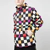 Half Partial Zip Hooded Colorblock Checker Print Anorak Windbreaker Private Label Jackets