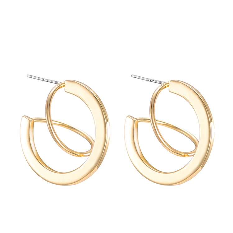 

Personalized Punk Fashion Irregular Metal Twisted Shape Charm Stud Earrings Gold Ladies Geometric Earrings (KER150), Same as the picture