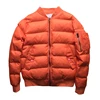 Zipper open chest custom camo color winter goose puffer down bomber jacket with pockets