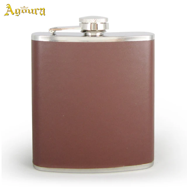 

Stainless steel leather hip flask / Whiskey Alcohol Flask / alcohol 7 oz hip flask