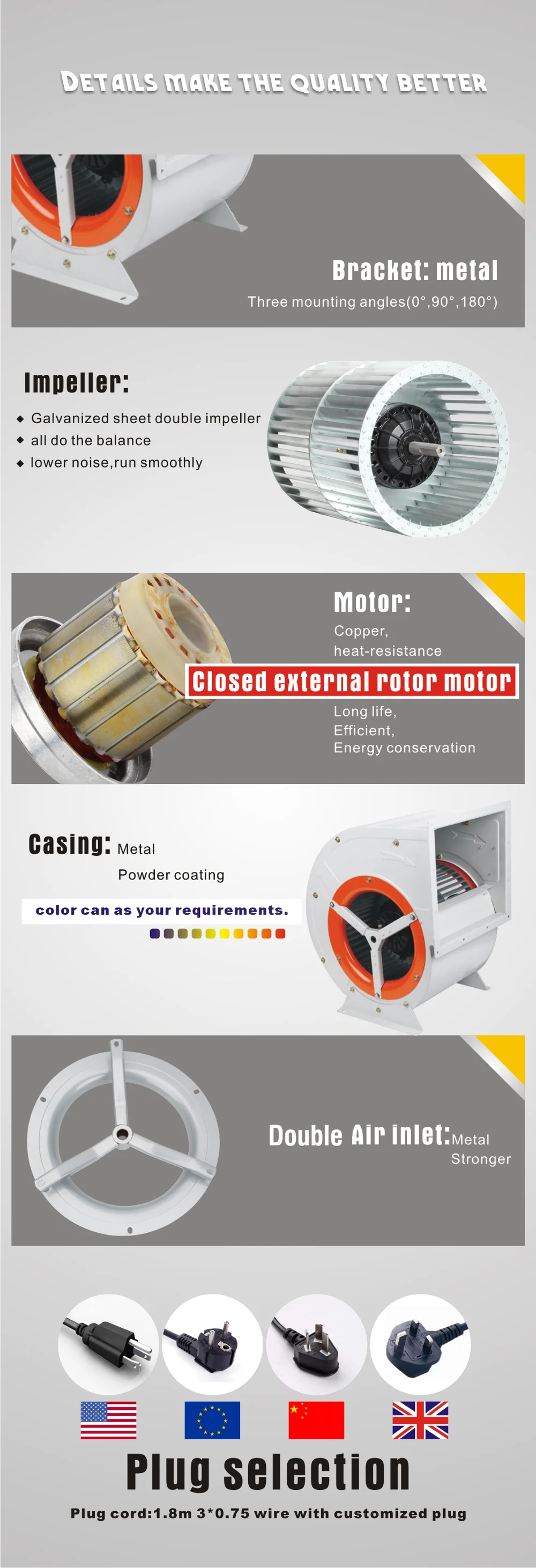 Centrifugal Fan, DKT4E-250, 10inch - detail 18