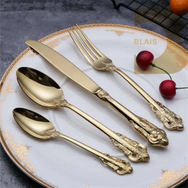 High Quality Wholesale Set Cutlery Gold Plated Flatware