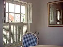
Home Window Jalouise Louvered Shutters Wood Plantation Shutter 
