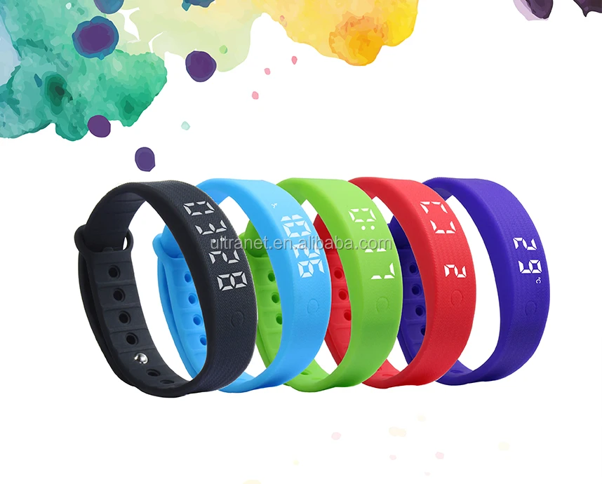 

W5S 3d pedometer calorie vibrating alarm wrist band bracelet, Black;purple;green;blue;red