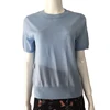 Stylish women wool mixed round neck short sleeve 16GG basic thin pullover sweater