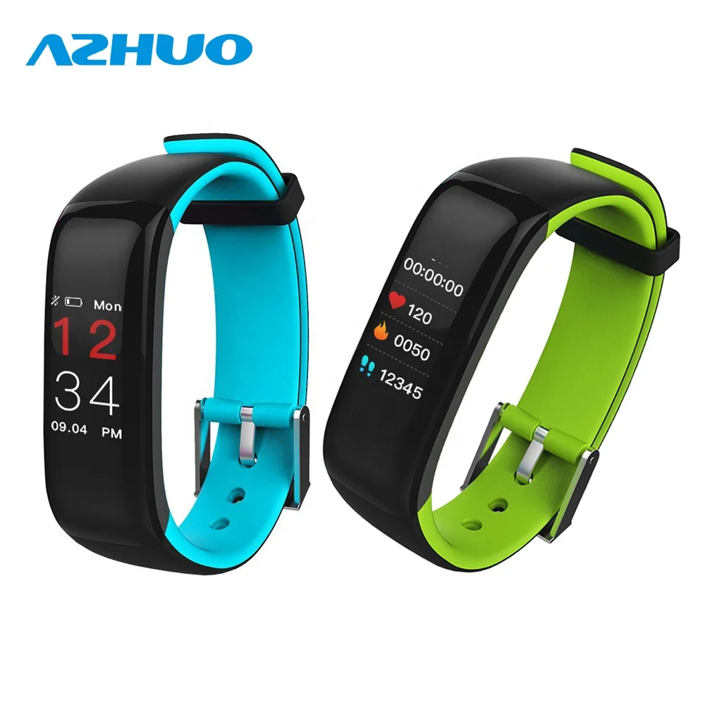 

Hot sale IP67 Waterproof Heart Rate Monitor Color Screen Smart Bracelet P1 Plus with Blood Pressure, Green;blue;black;gray;red;orange;blue and white