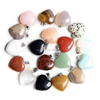 

Gemstone Beads Chakra Reiki Stone Heart Shape Crystal Pendant many stone for your choice