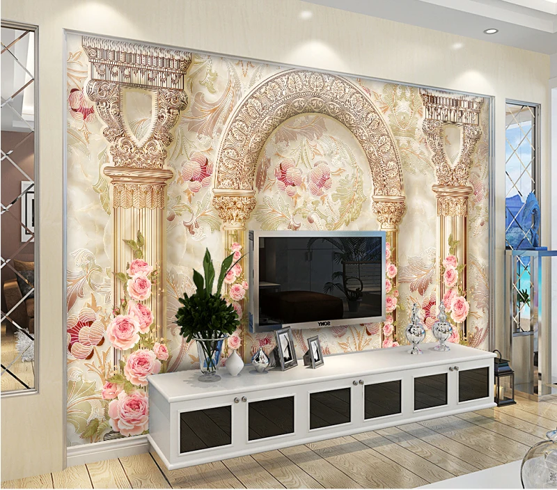 3d Wallpaper European Wall Mural Pattern Roman Column Murals Sticker