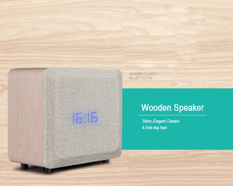 2018 New  Support USB TF Card FM Radio Alarm Clock Handsfree Calling Retro Wooden Bookshelf Bluetooth Speaker